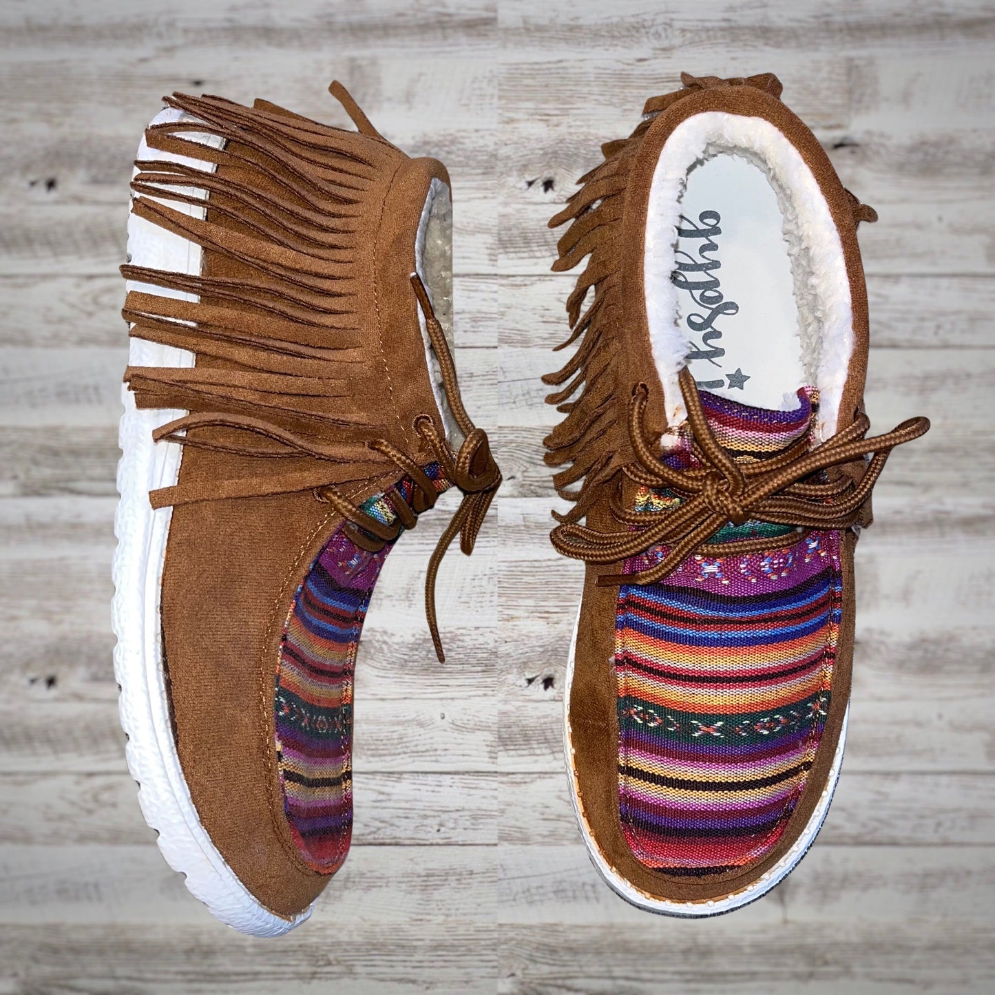 Gypsy Jazz Sunrise Serape Fringe Moc Sneakers