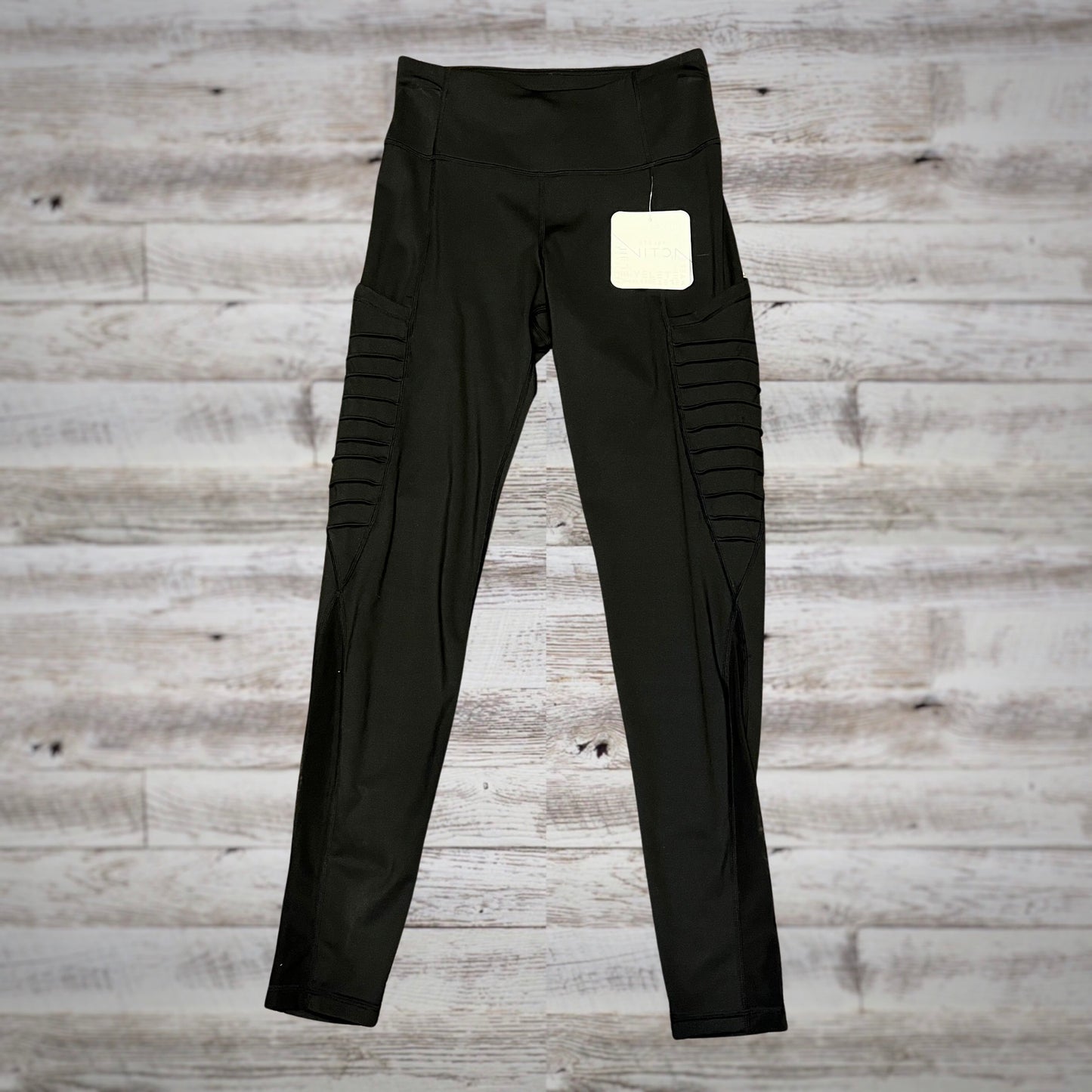 Mesh Panel Black Active Leggings with Pockets