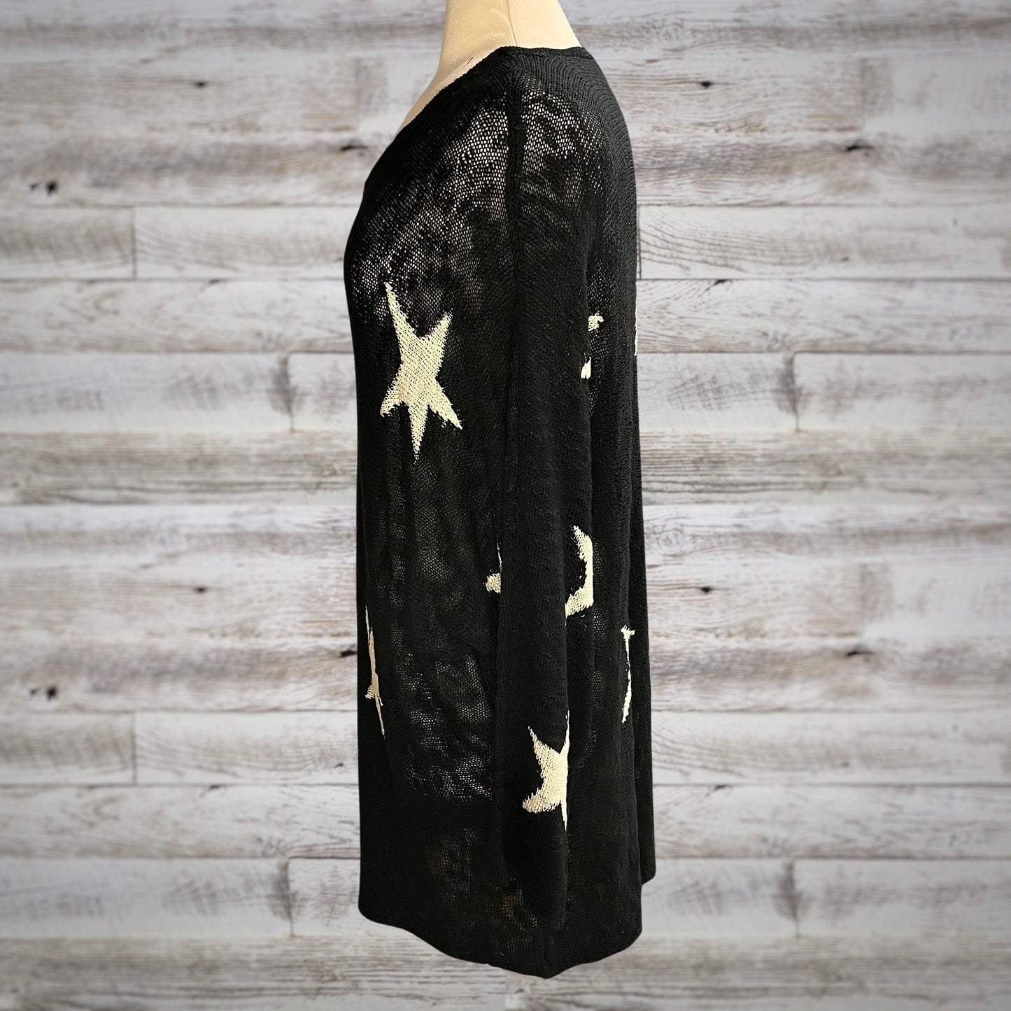 Slouchy Star Print Dolman Sleeve Knit Sweater