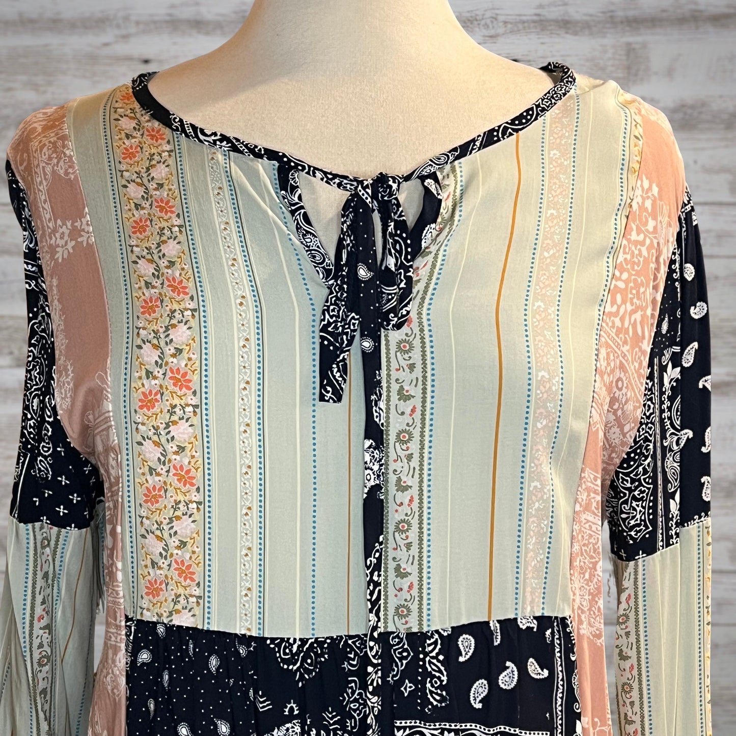 Sunday Afternoon Bandana Patchwork Blouse with Long Sleeves