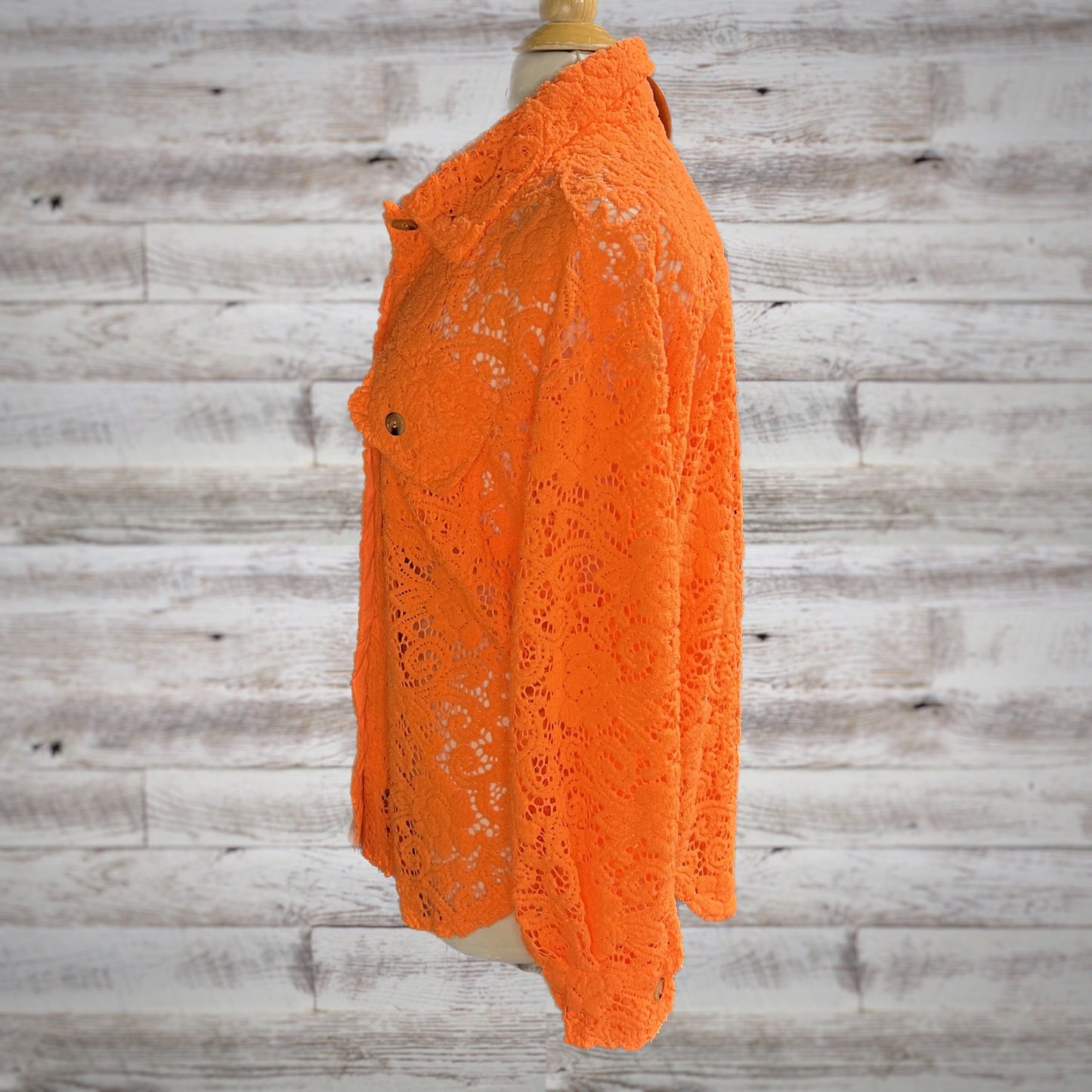 Spring Neon Sheer Floral Lace Shacket Top