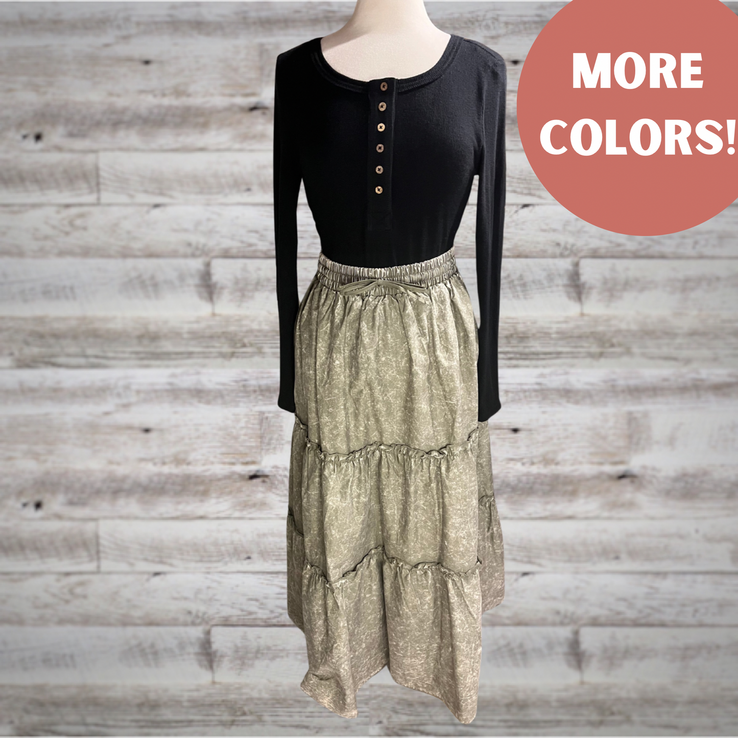 Free Spirit Acid Wash Tiered Peasant Maxi Skirt