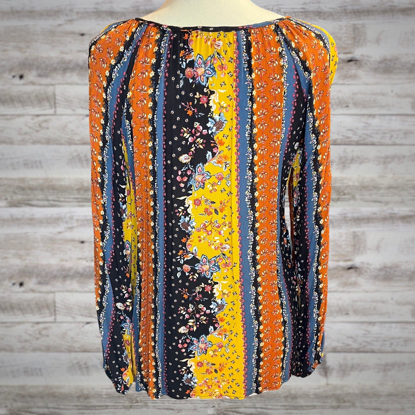 Flower Child Floral Long Sleeve Blouse with Tie Neck