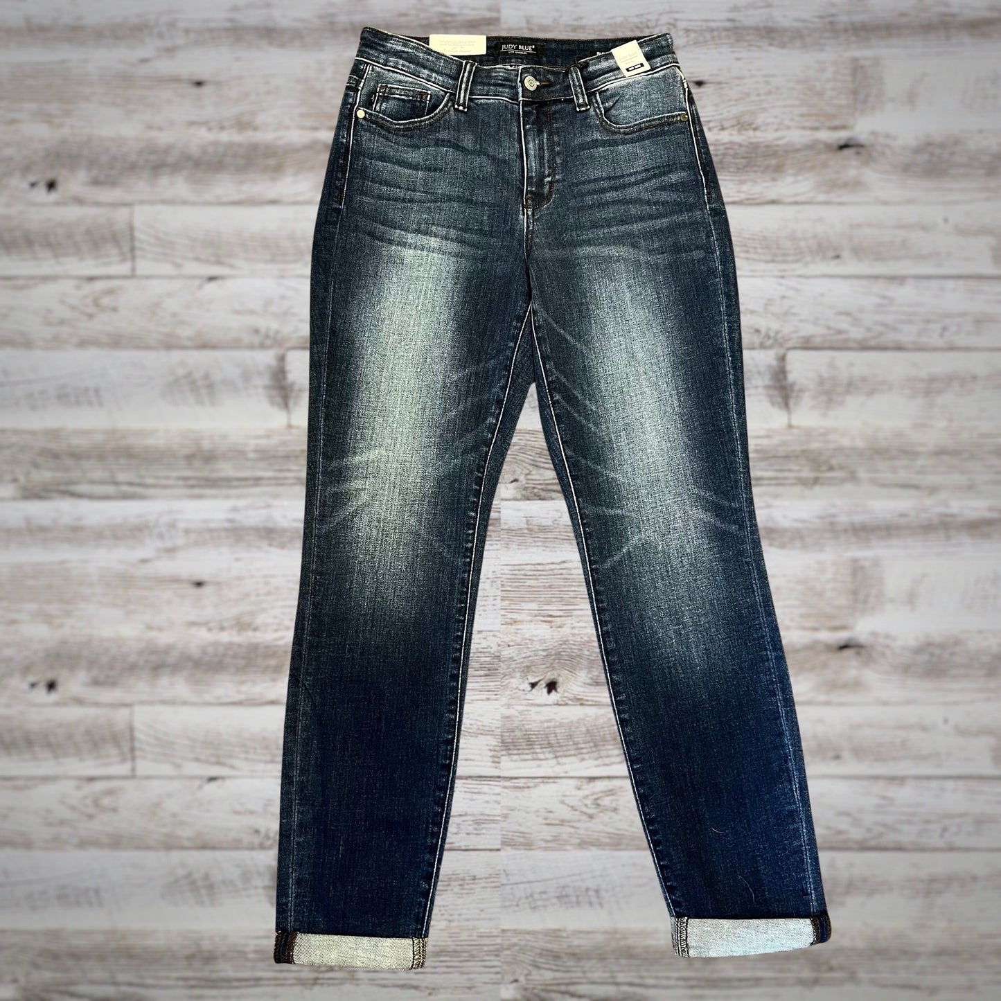 Judy Blue Mid Rise Slim Fit Jeans in Dark Wash