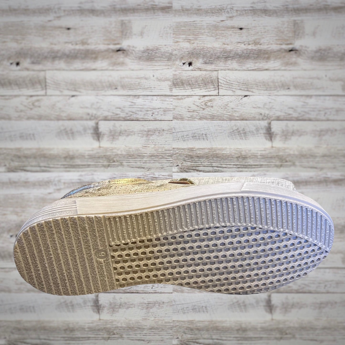 Hey Girl Studded Metallic Gold Casual Sneakers