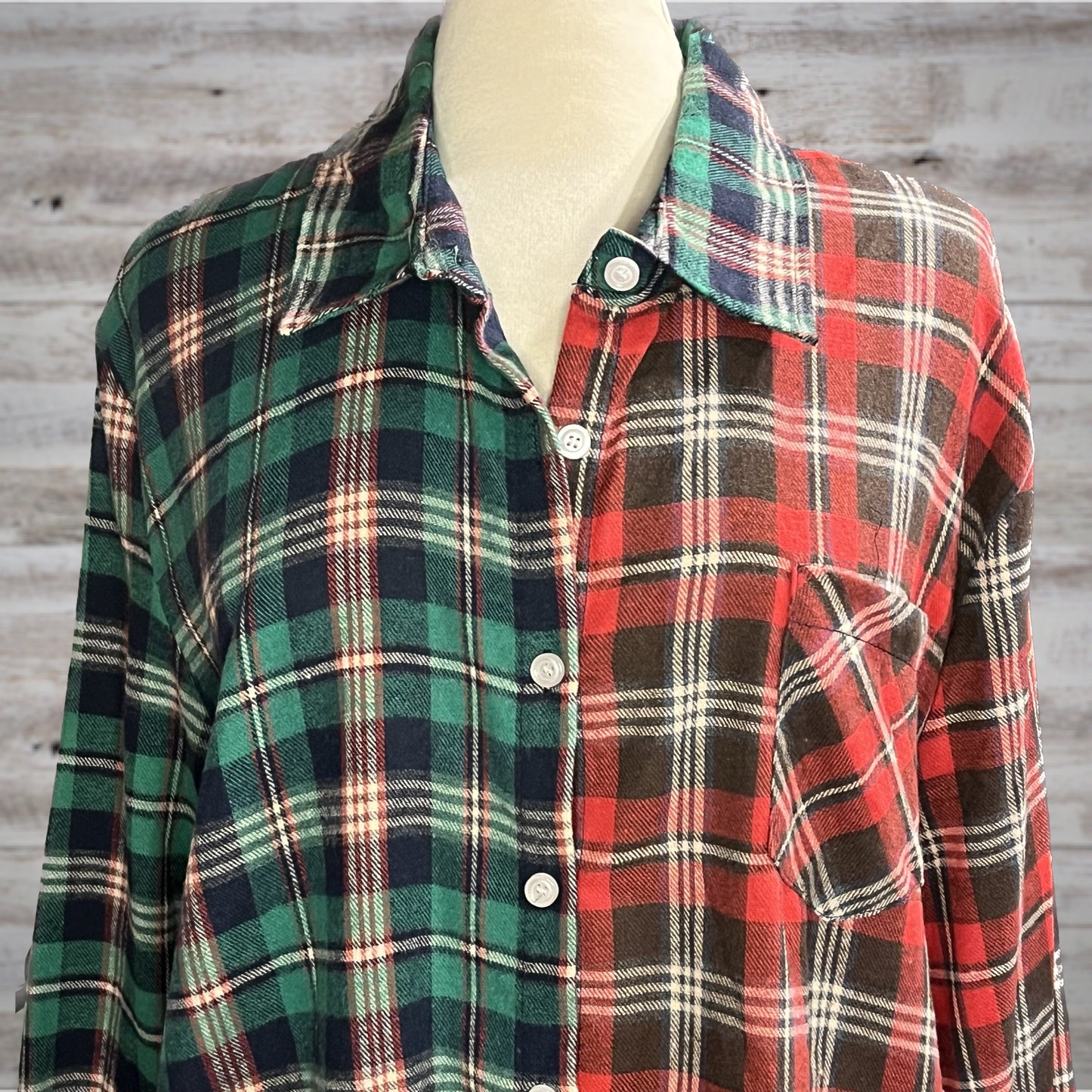 PLUS Soft & Cozy Split Plaid Flannel Shirt