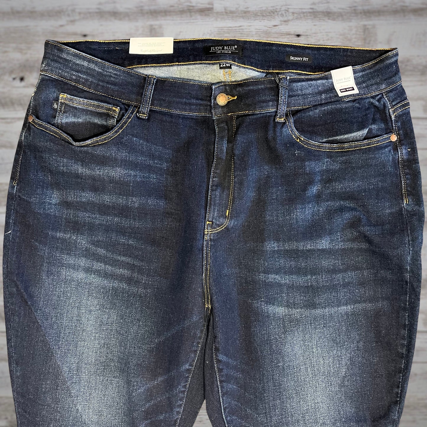 PLUS Judy Blue High Rise Cuffed Skinny Jeans in Dark Wash