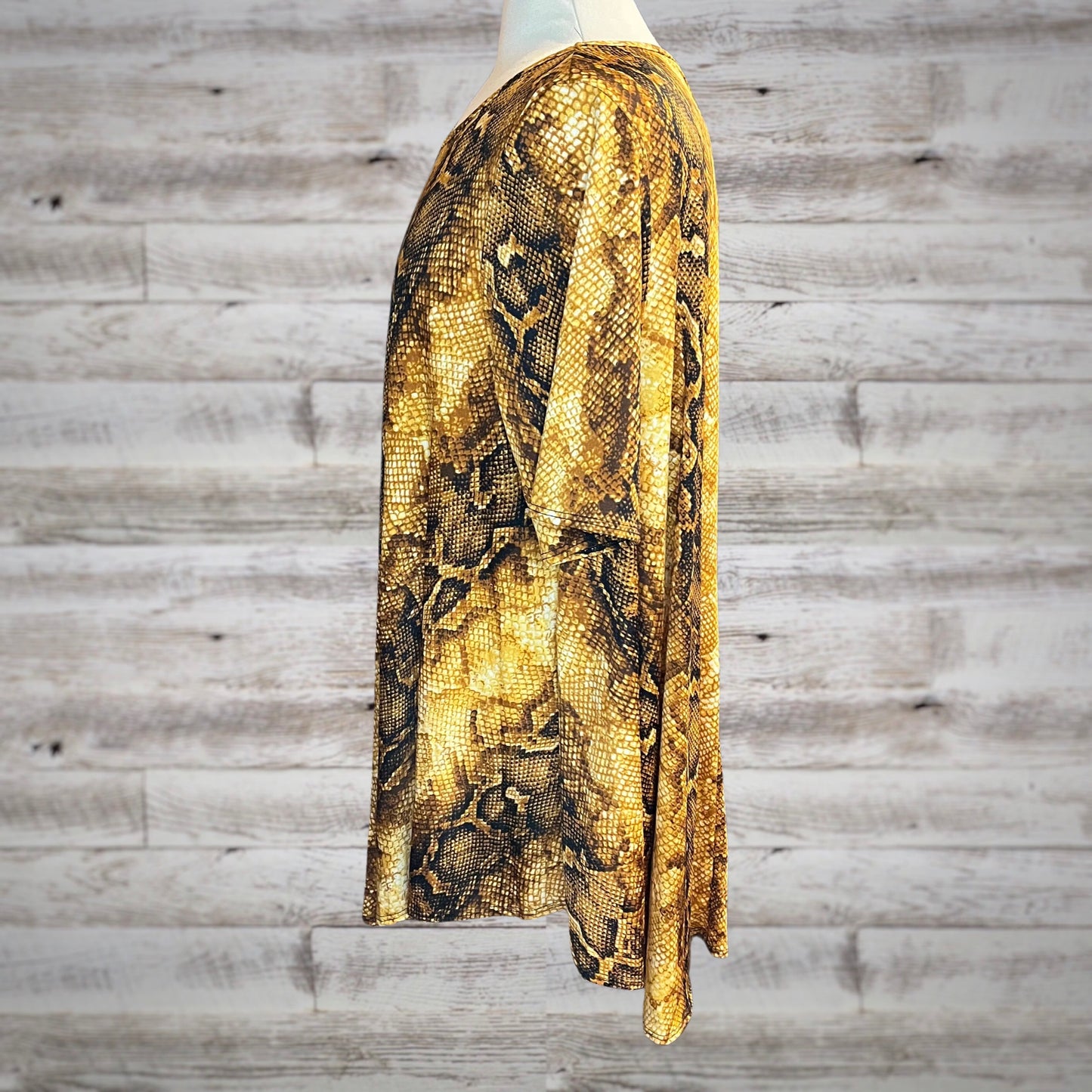 PLUS Snake Print Swing Tee with High Low Hem