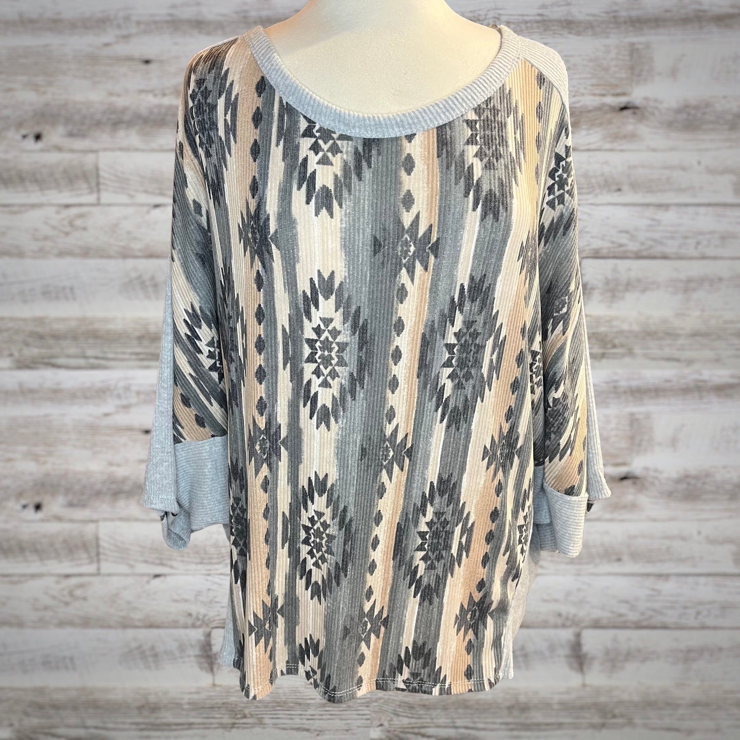PLUS Super Soft Southwestern Print Batwing Top