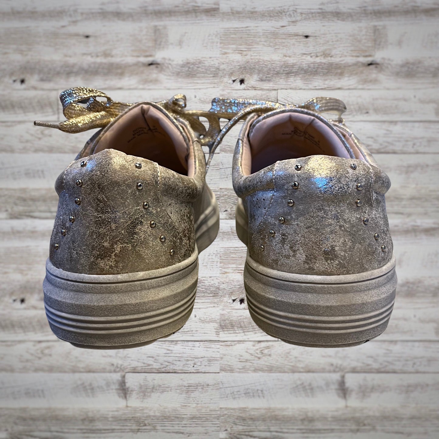 Hey Girl Studded Metallic Gold Casual Sneakers