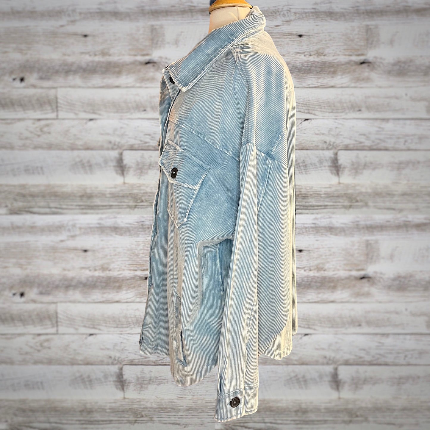 PLUS Comfy Oversized Corduroy Shacket in Sky Blue