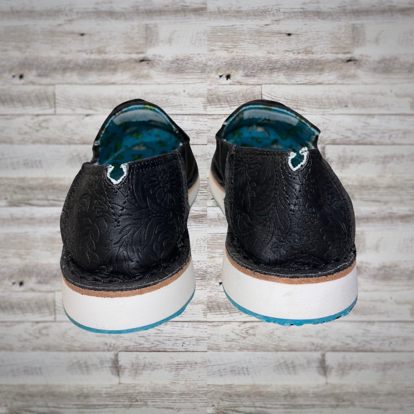Very G Tooled Leather Slip On Shoes in Black