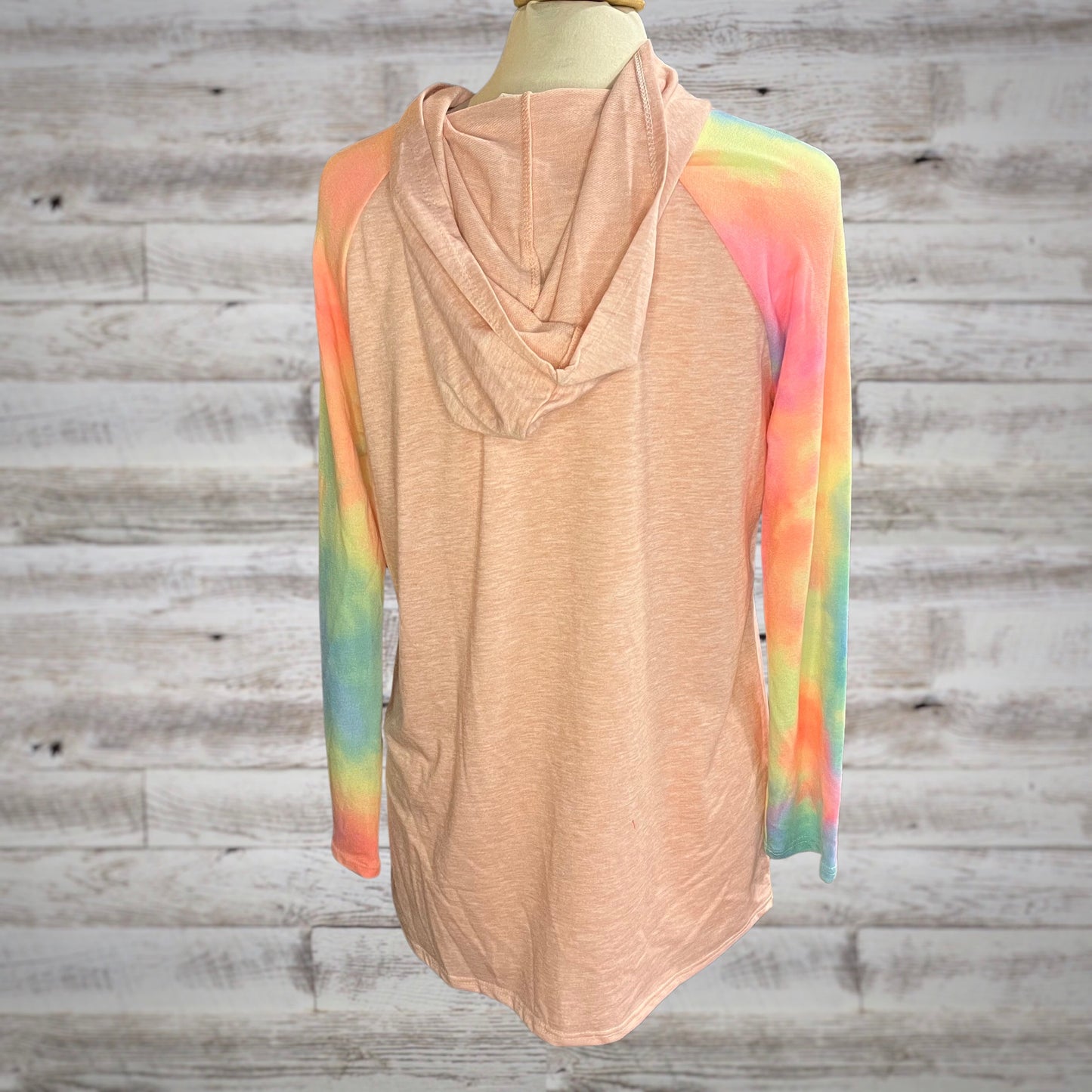 Soft Knit Tie-Dye Lace Up Hoodie in Pink