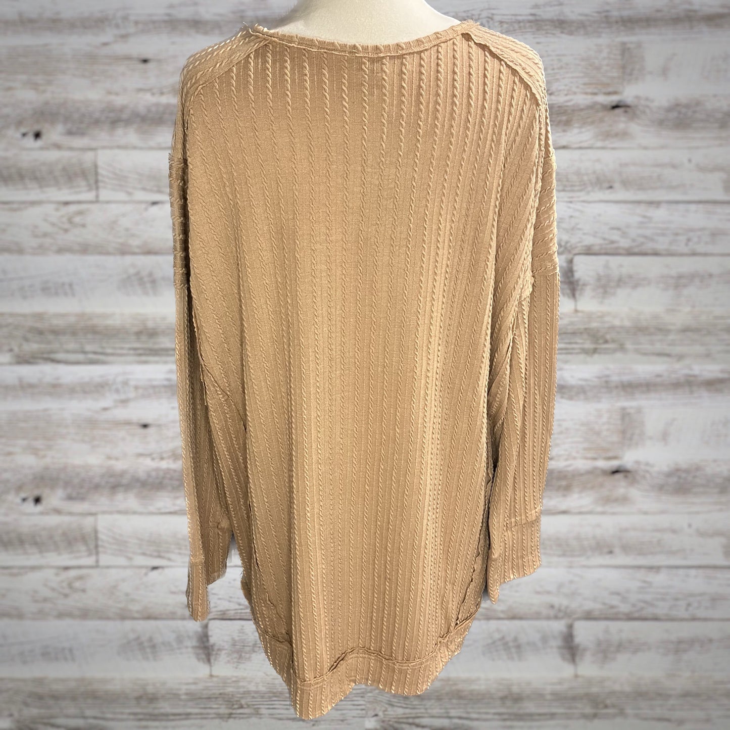 PLUS Lightweight Cable Knit Tunic Top in Camel