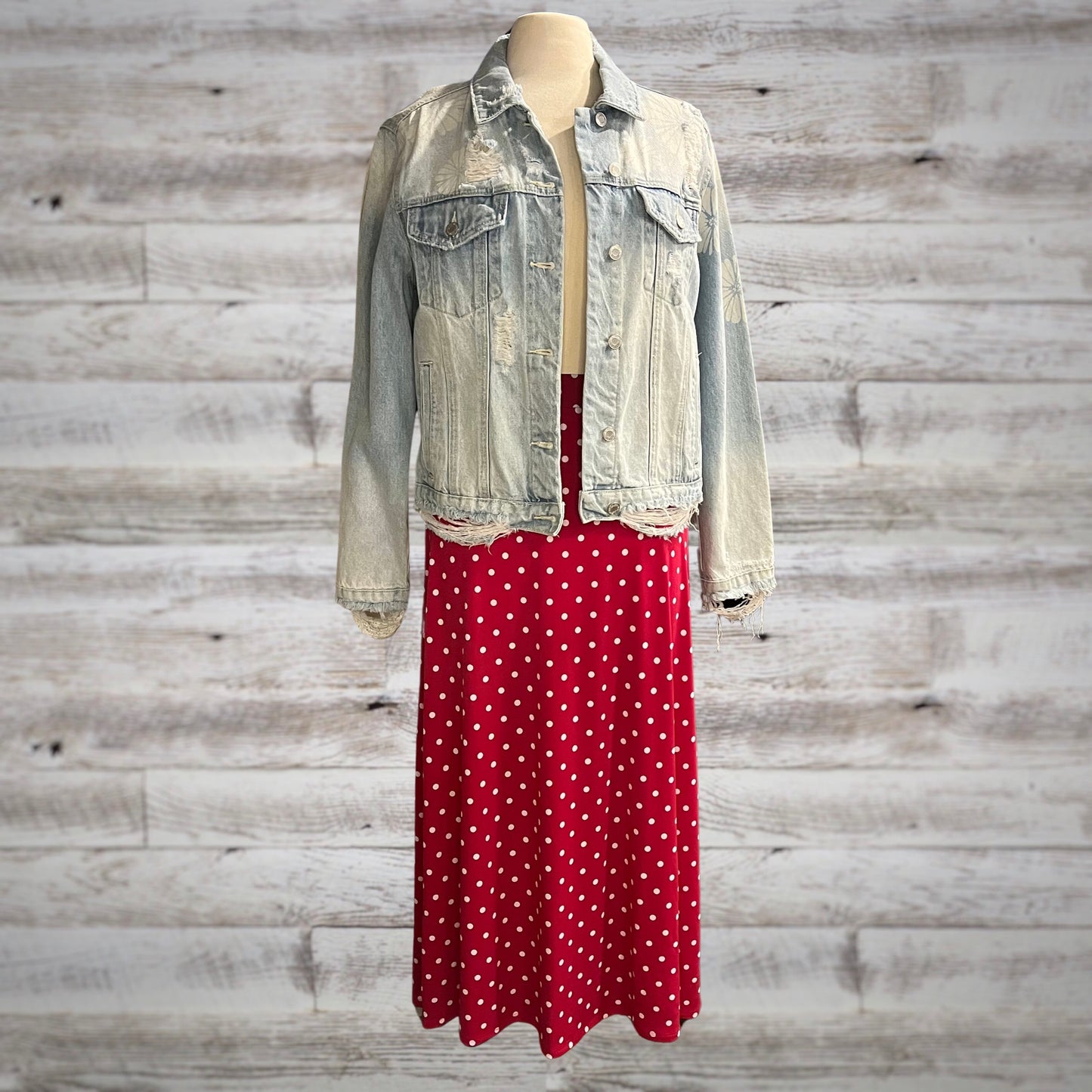 Candy Apple Polka Dot Pull On Maxi Skirt