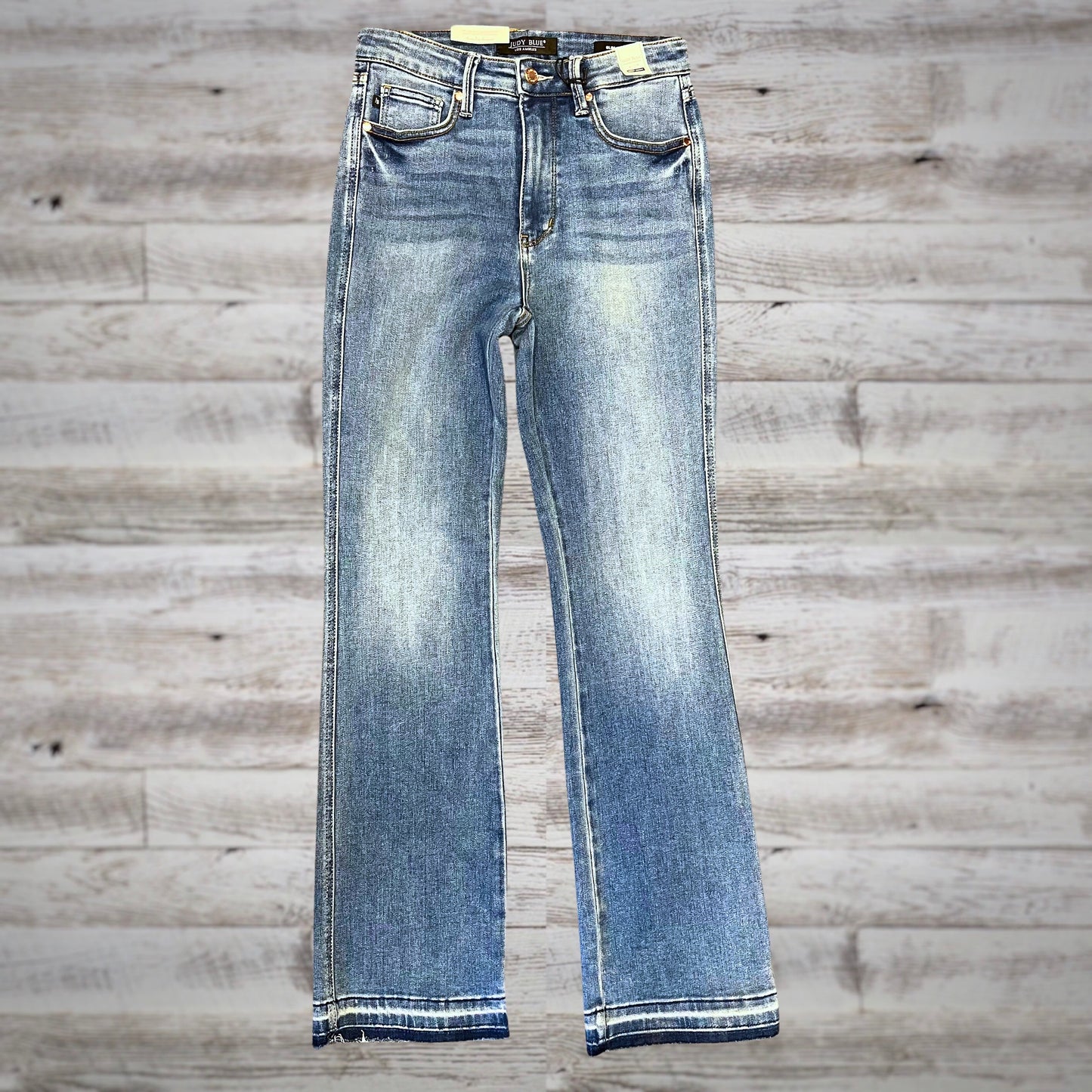 PLUS Judy Blue Slim Boot Undone Hem Jeans in Medium Wash