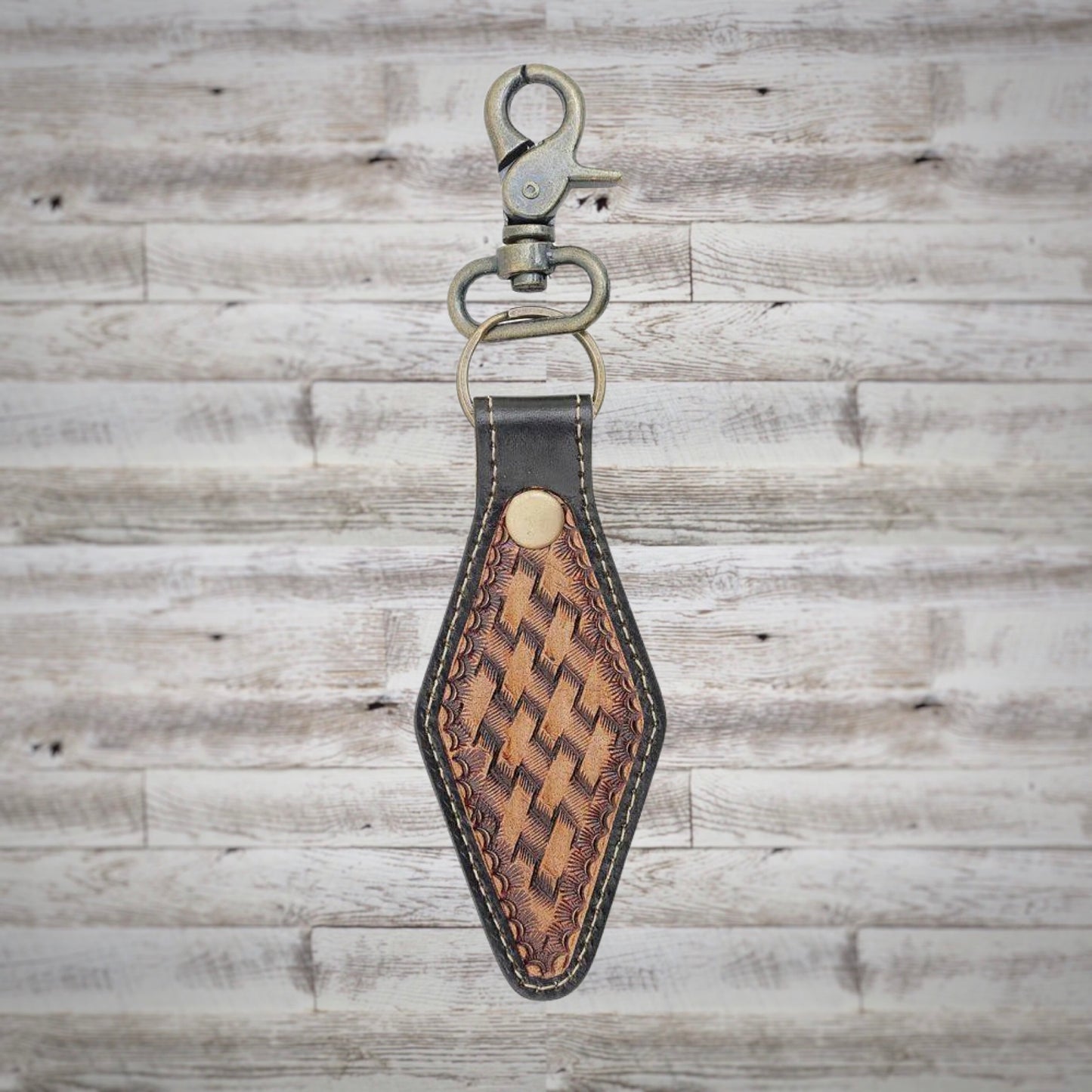 Myra Bag Chanelling Tooled Leather Keychain Fob
