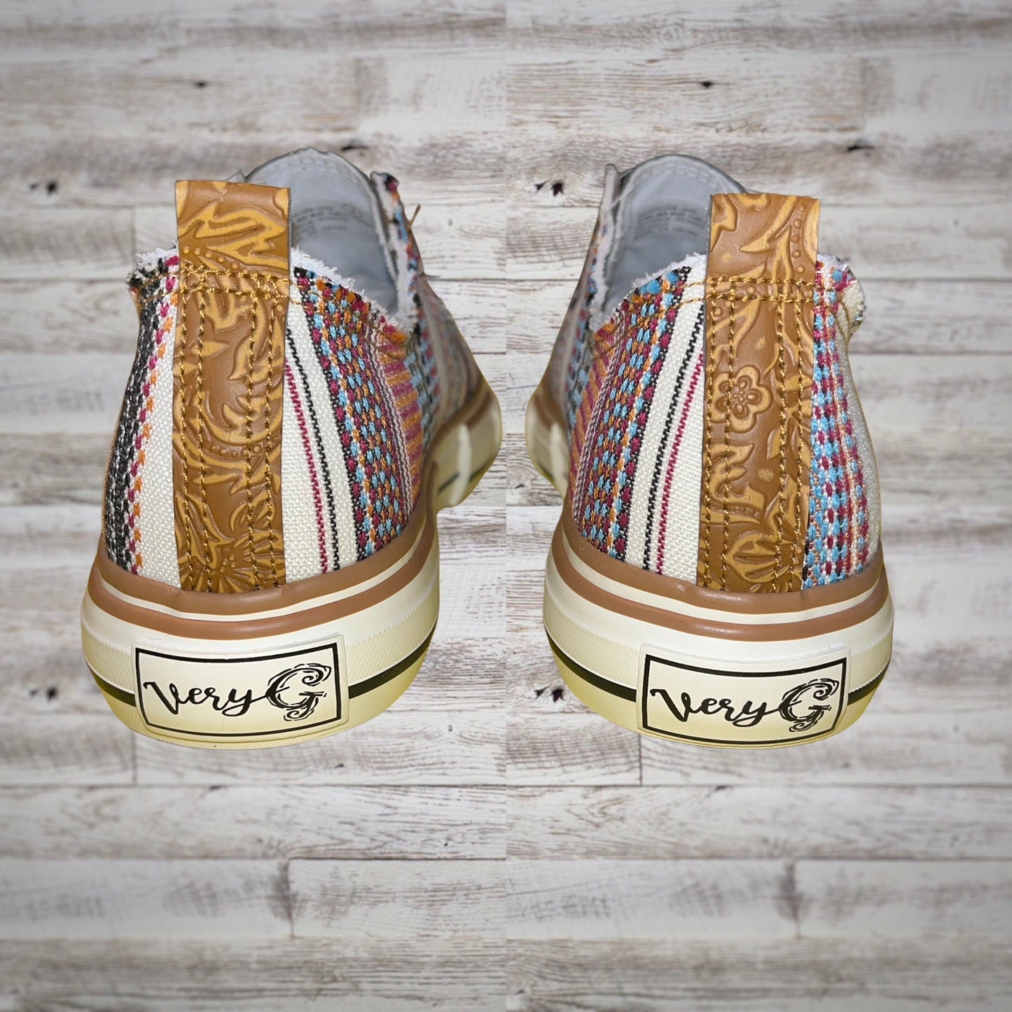 Very G Bohemian Tooled Leather Slip On Sneakers