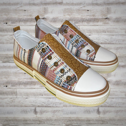 Very G Bohemian Tooled Leather Slip On Sneakers