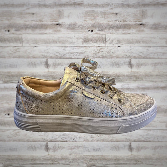 Hey Girl Studded Metallic Gold Casual Sneakers