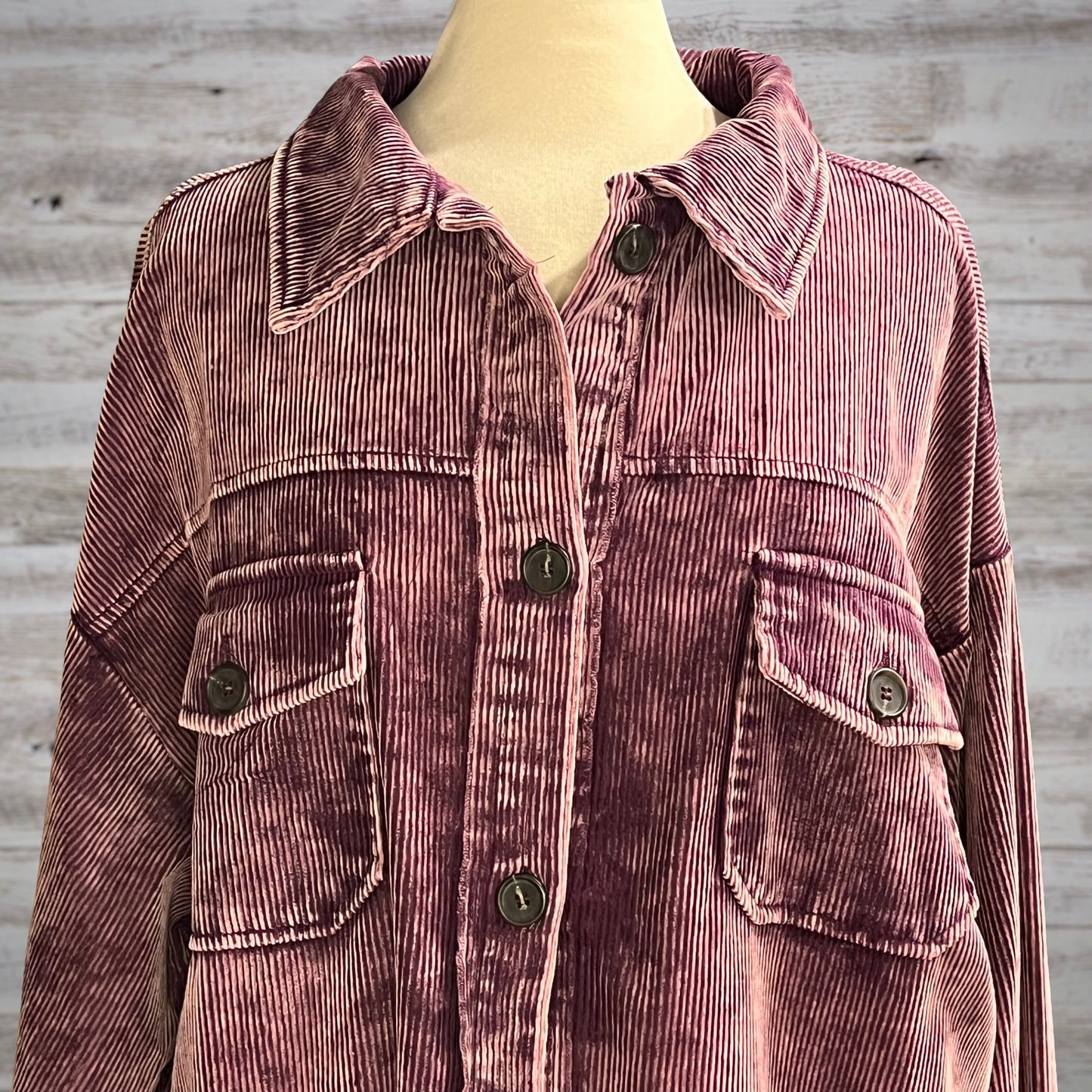 PLUS Comfy Oversized Corduroy Shacket in Amethyst