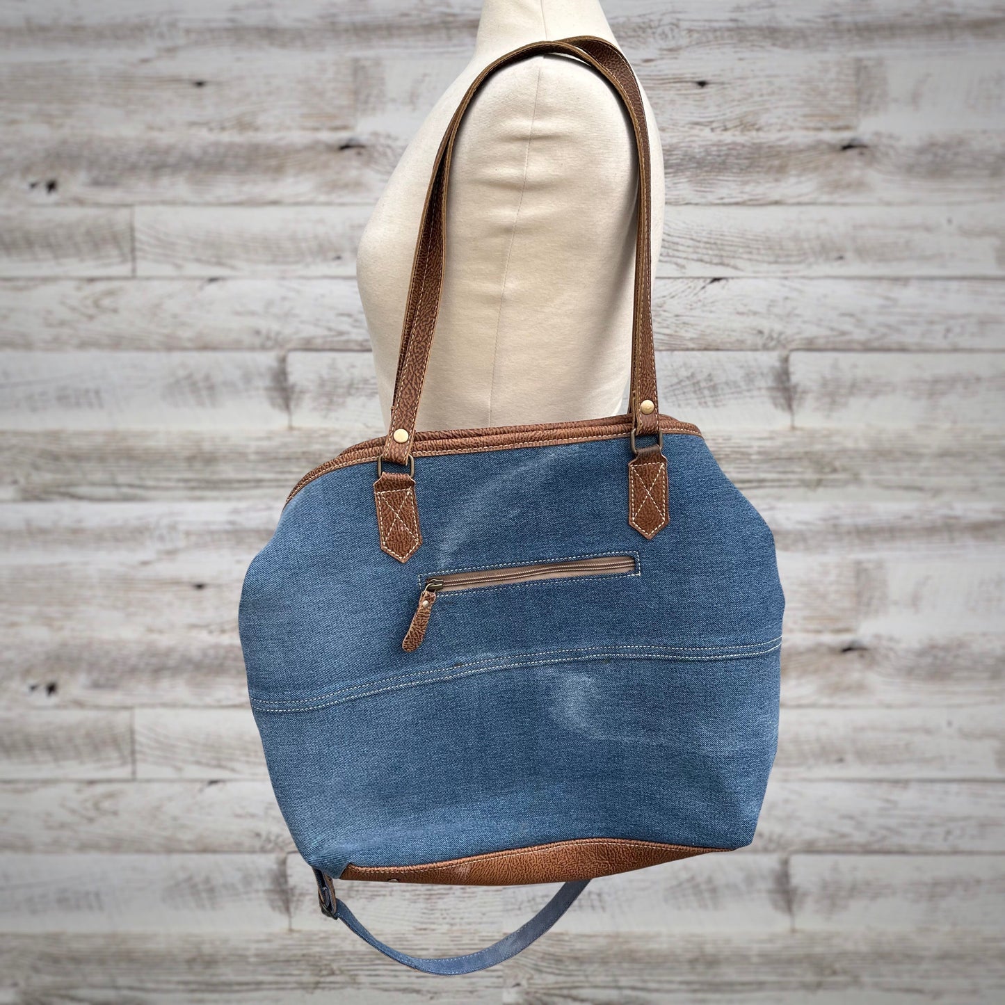 Myra Bag Sofia Western Denim Woven Large Tote Bag