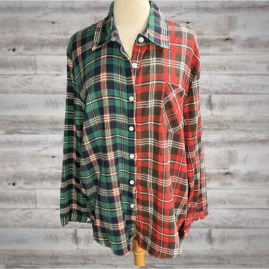 PLUS Soft & Cozy Split Plaid Flannel Shirt