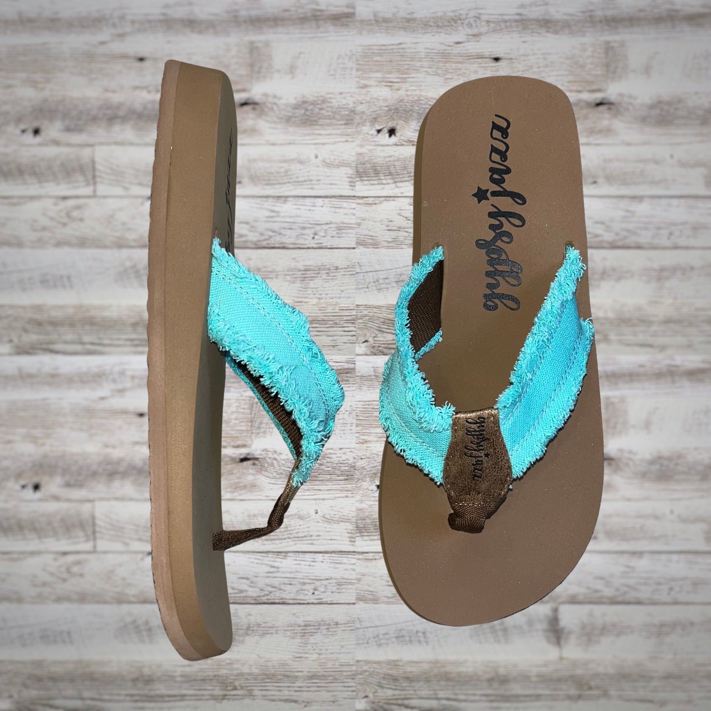 Gypsy Jazz Fringe Flatform Flip Flop Sandals in Mint