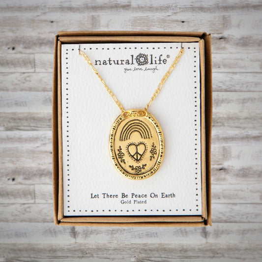 Gold Plated Peace Token Charm Necklace by Natural Life