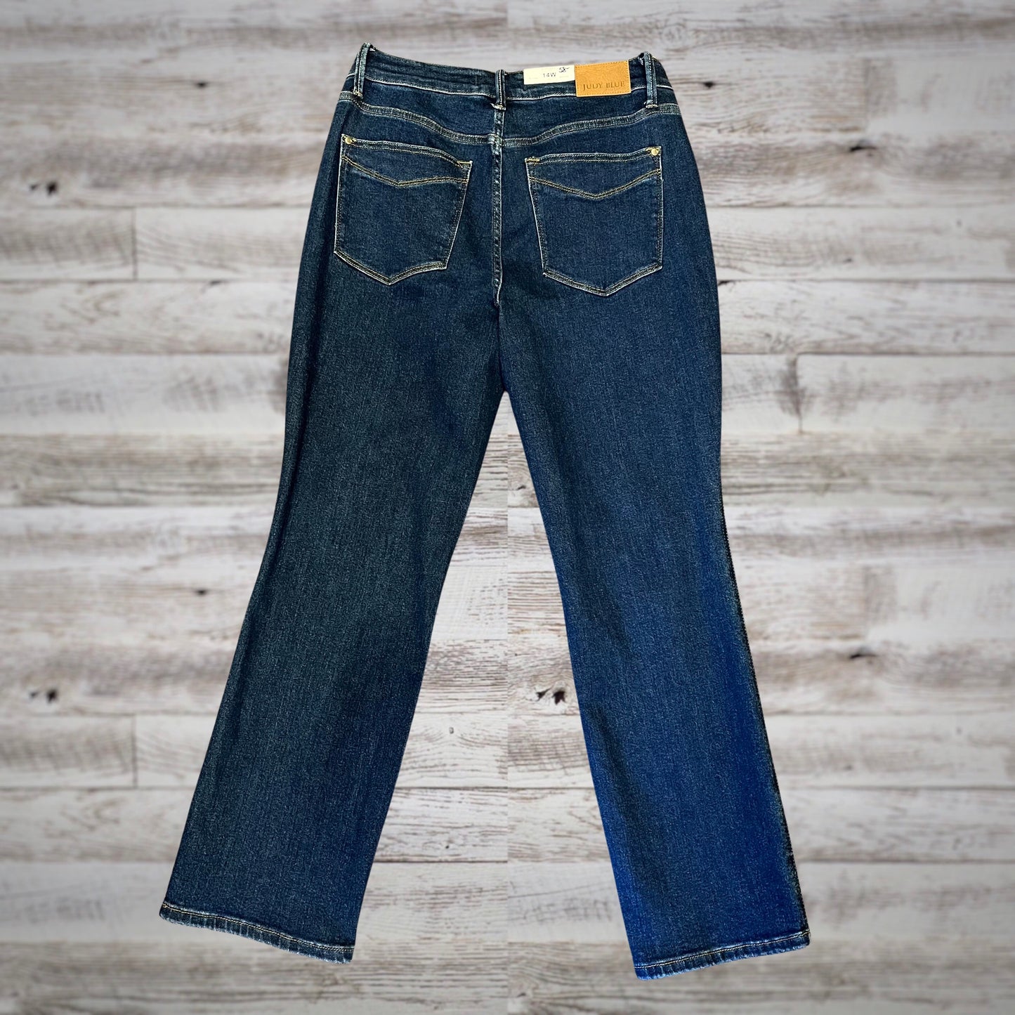 PLUS Judy Blue High Rise Straight Leg Jeans in Dark Wash