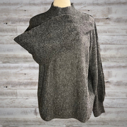 Mock Neck Heathered Charcoal Pullover Sweater