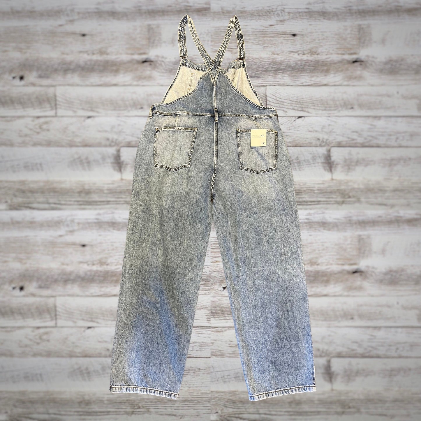 PLUS Relaxed Fit Denim Bib Overalls in Light Wash