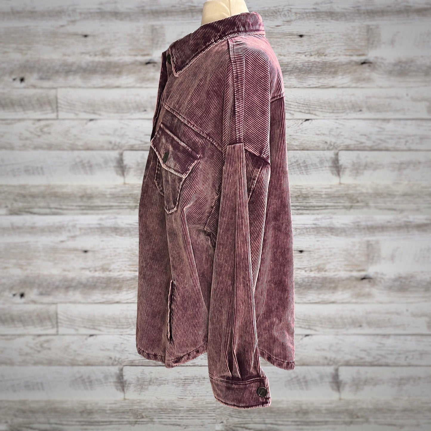 PLUS Comfy Oversized Corduroy Shacket in Amethyst