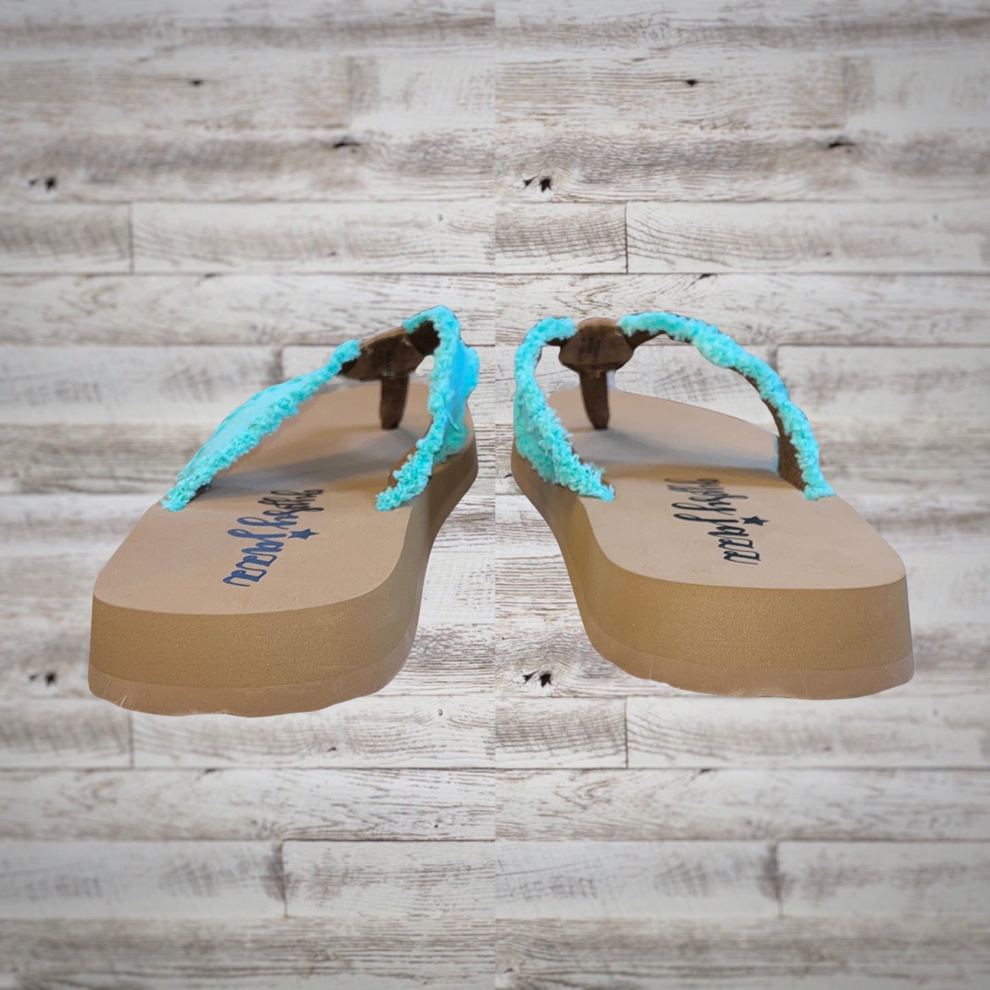 Gypsy Jazz Fringe Flatform Flip Flop Sandals in Mint