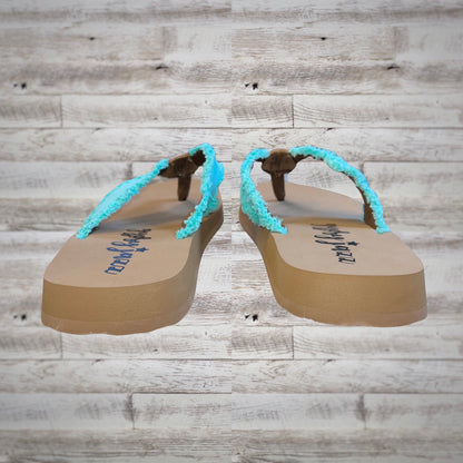 Gypsy Jazz Fringe Flatform Flip Flop Sandals in Mint