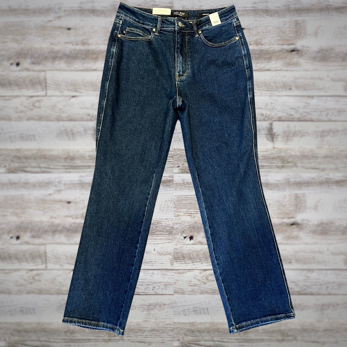 PLUS Judy Blue High Rise Straight Leg Jeans in Dark Wash