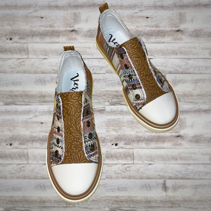 Very G Bohemian Tooled Leather Slip On Sneakers