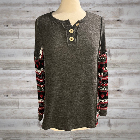 Strawberry Fields Long Sleeve Henley Shirt