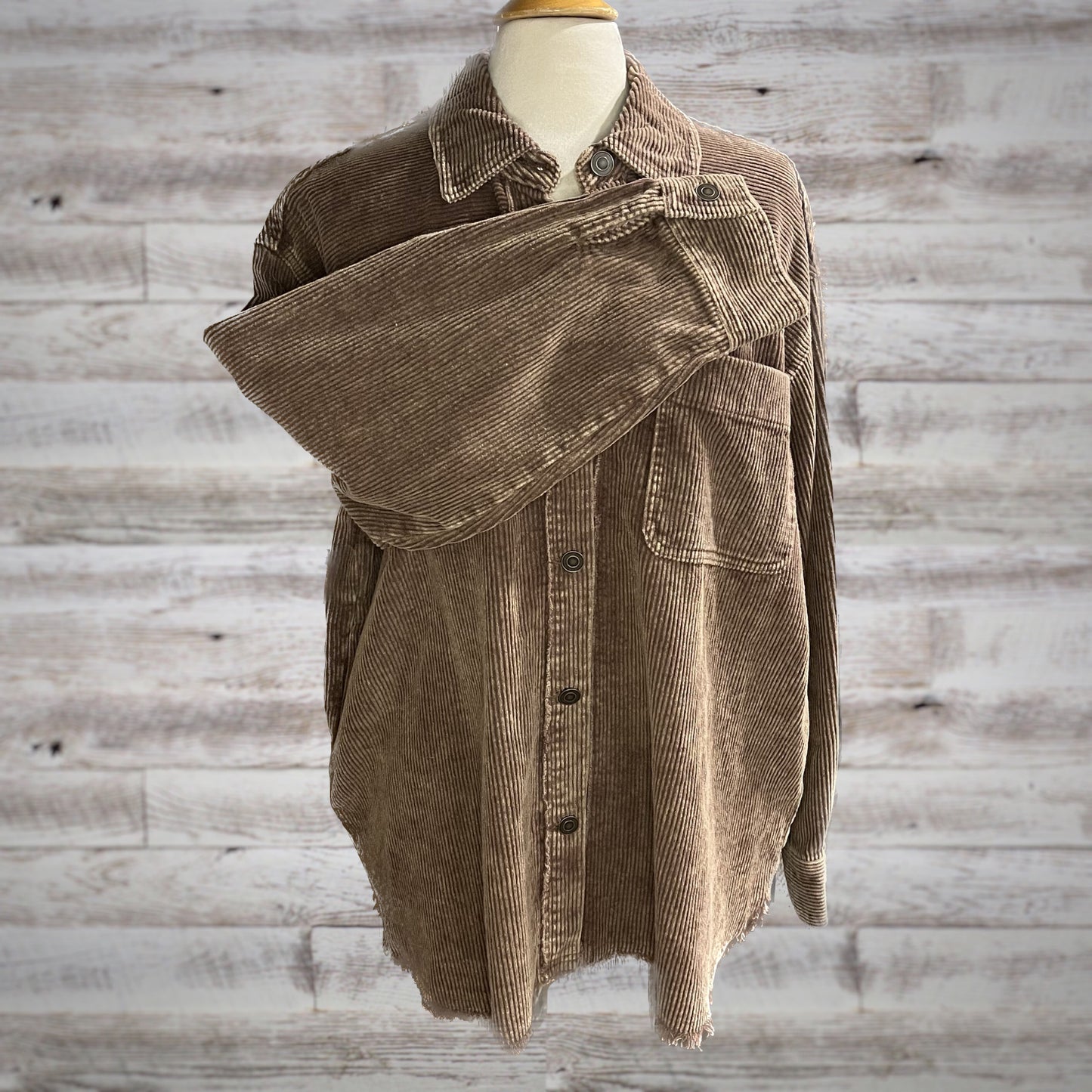 Oversized Corduroy Shacket in Washed Mocha