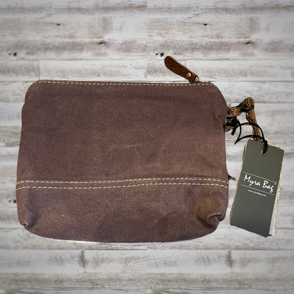 Myra Bag Bewilder Canvas and Calfhair Wristlet Pouch