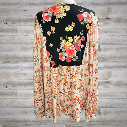 Paisley and Floral Long Sleeve Babydoll Top