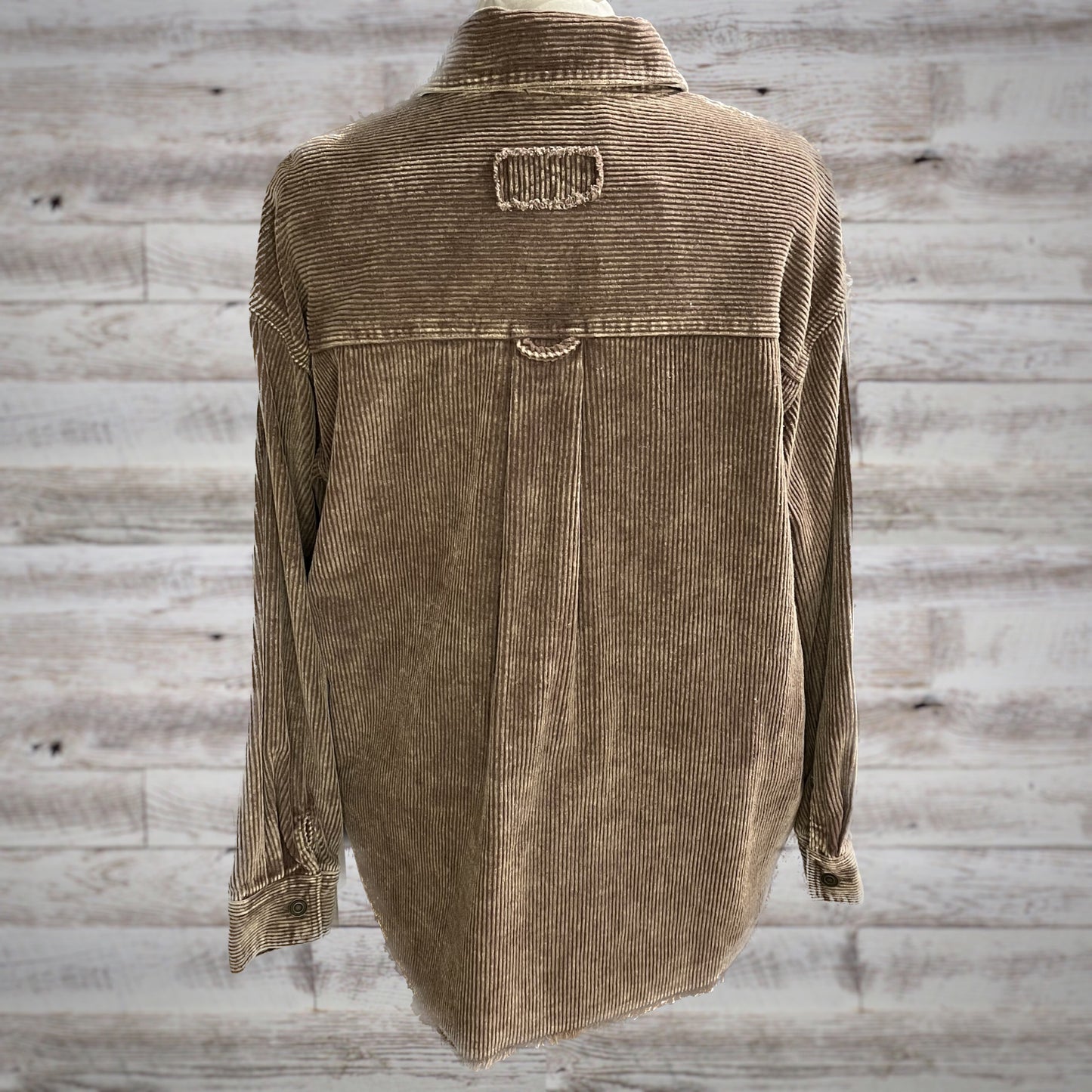 Oversized Corduroy Shacket in Washed Mocha