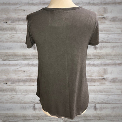 Washed Charcoal Jersey V Neck Basic Tee