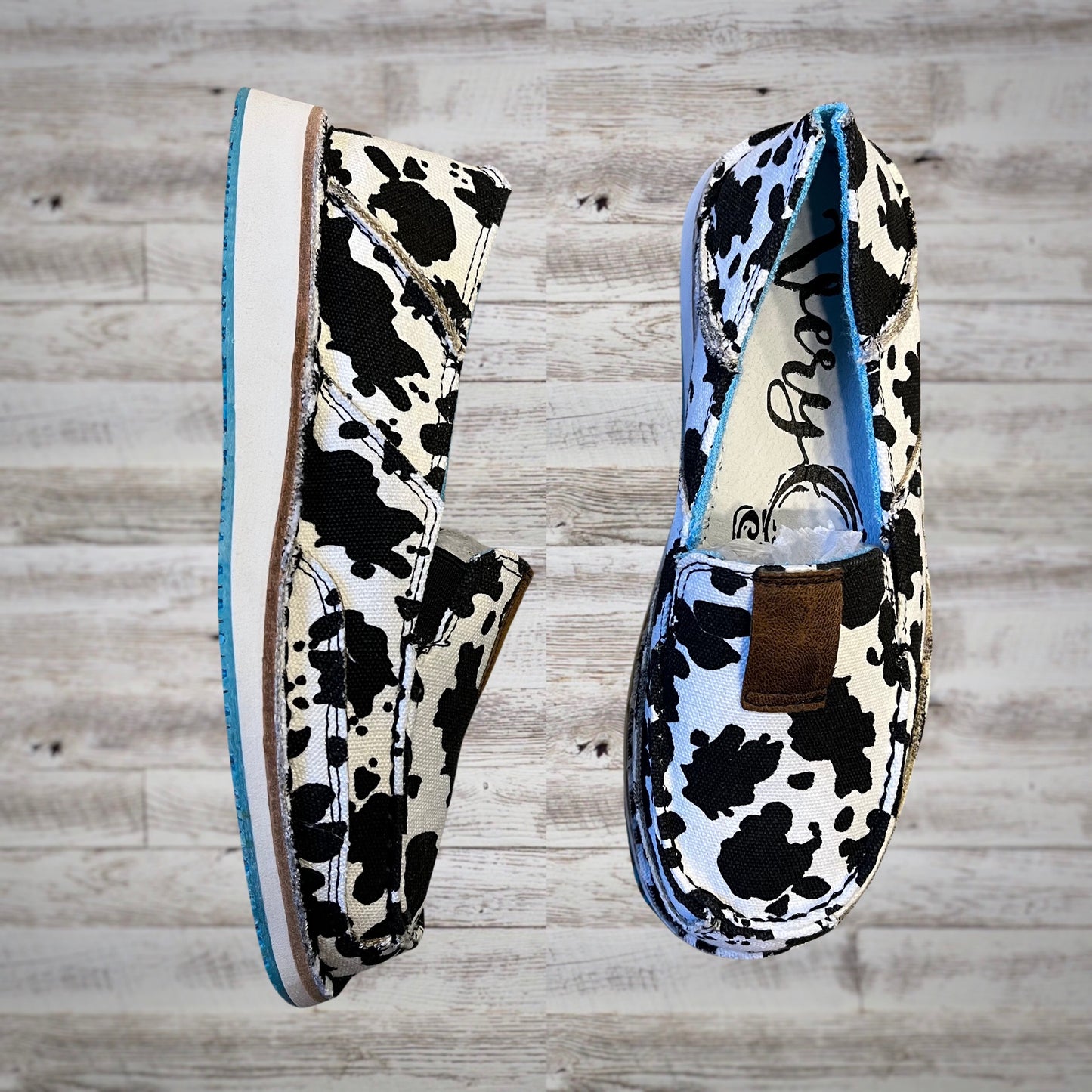 Very G Cow Print Slip On Canvas Shoes