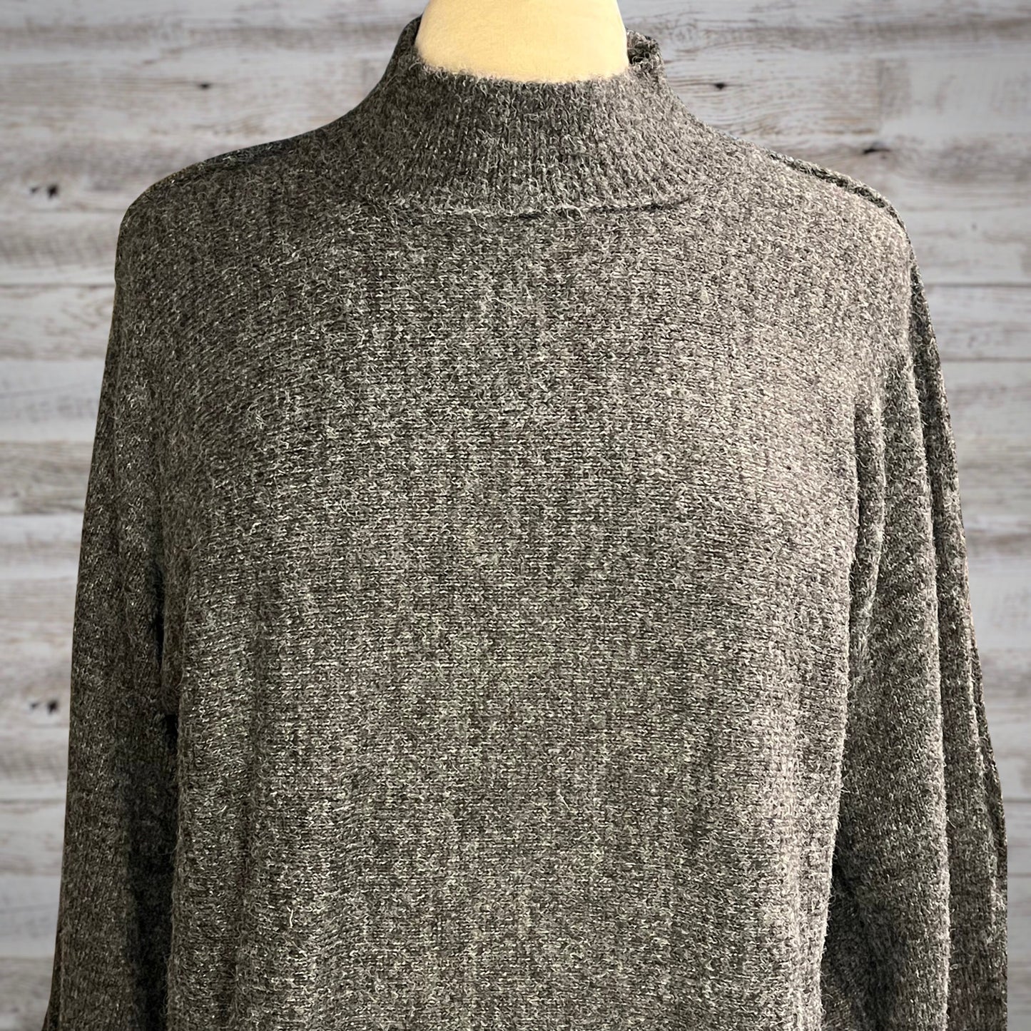 Mock Neck Heathered Charcoal Pullover Sweater