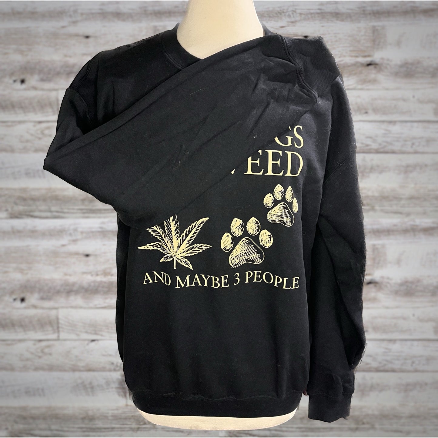 PLUS 420 & Dogs Black Crew Sweatshirt