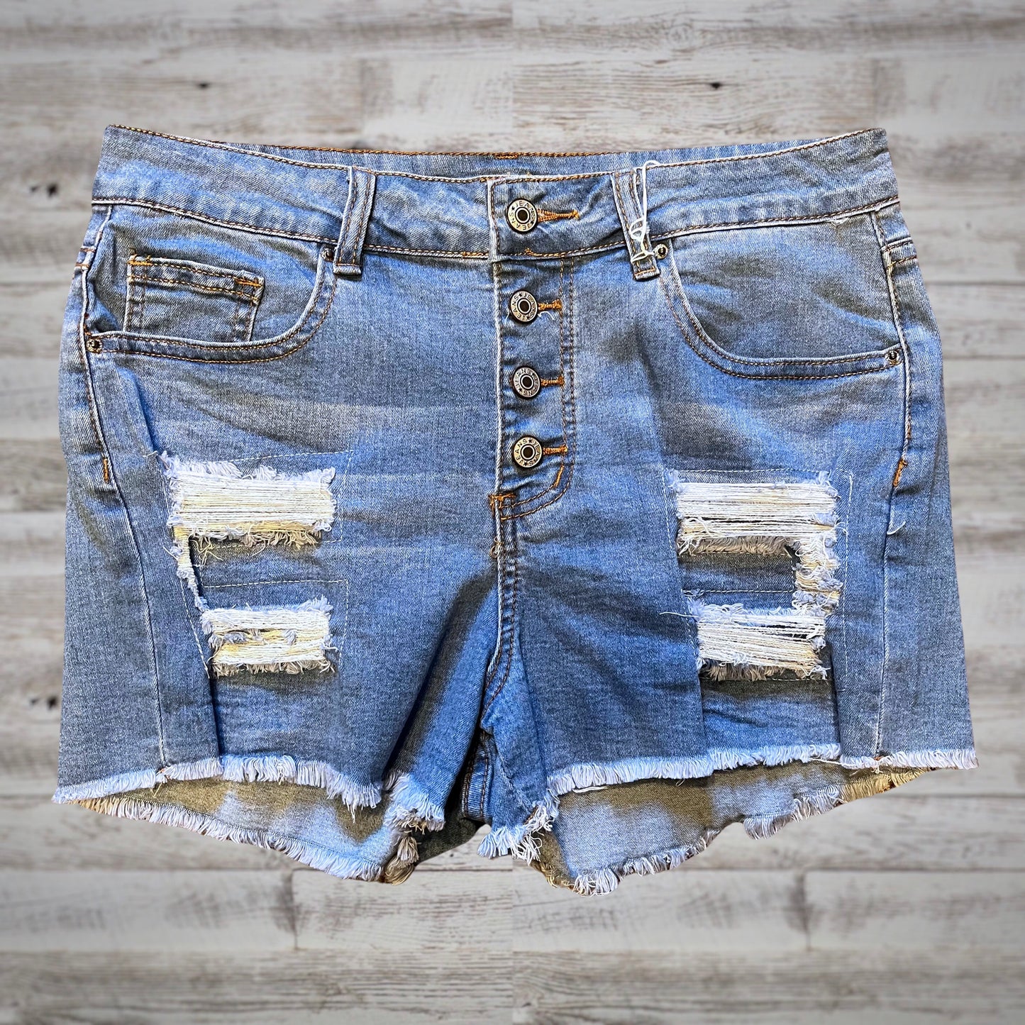 Distressed Cut-Off Super Stretch Jean Shorts