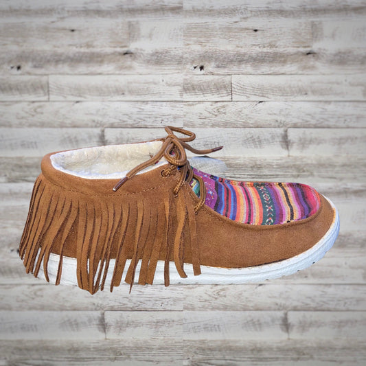 Gypsy Jazz Sunrise Serape Fringe Moc Sneakers