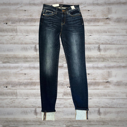 Judy Blue Cuffed High Rise Skinny Fit Jeans in Dark Wash