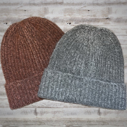 Plush Ribbed Knit Winter Beanie